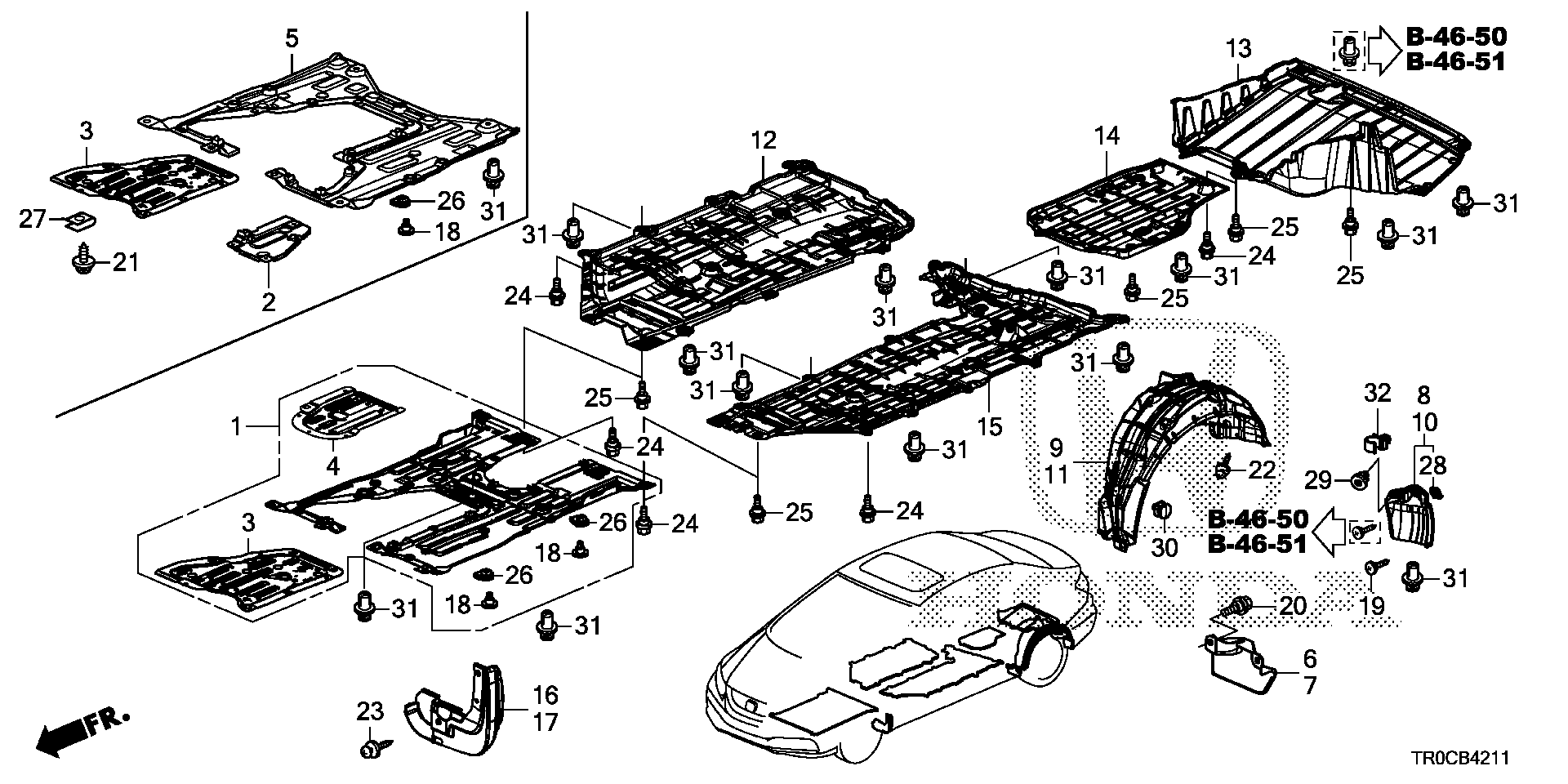 Diagram UNDER COVER for your Honda Pilot  