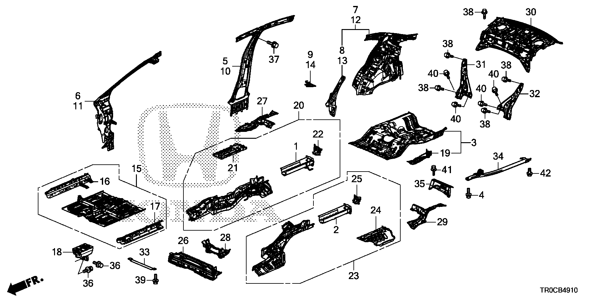 Diagram FLOOR@INNER PANEL for your 2006 Honda Pilot   