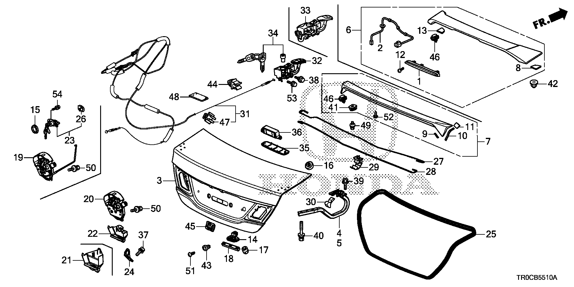 Diagram TRUNK LID for your 2014 Honda Civic  HF 