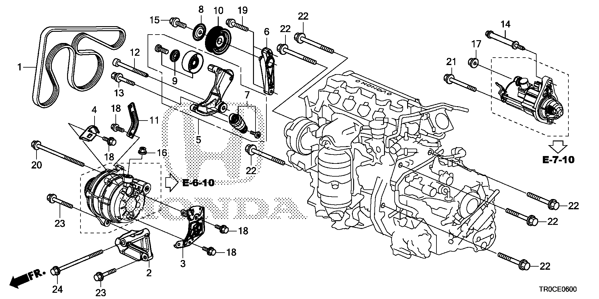 Diagram ALTERNATOR BRACKET @TENSIONER (1.8L) for your 2004 Honda Civic   