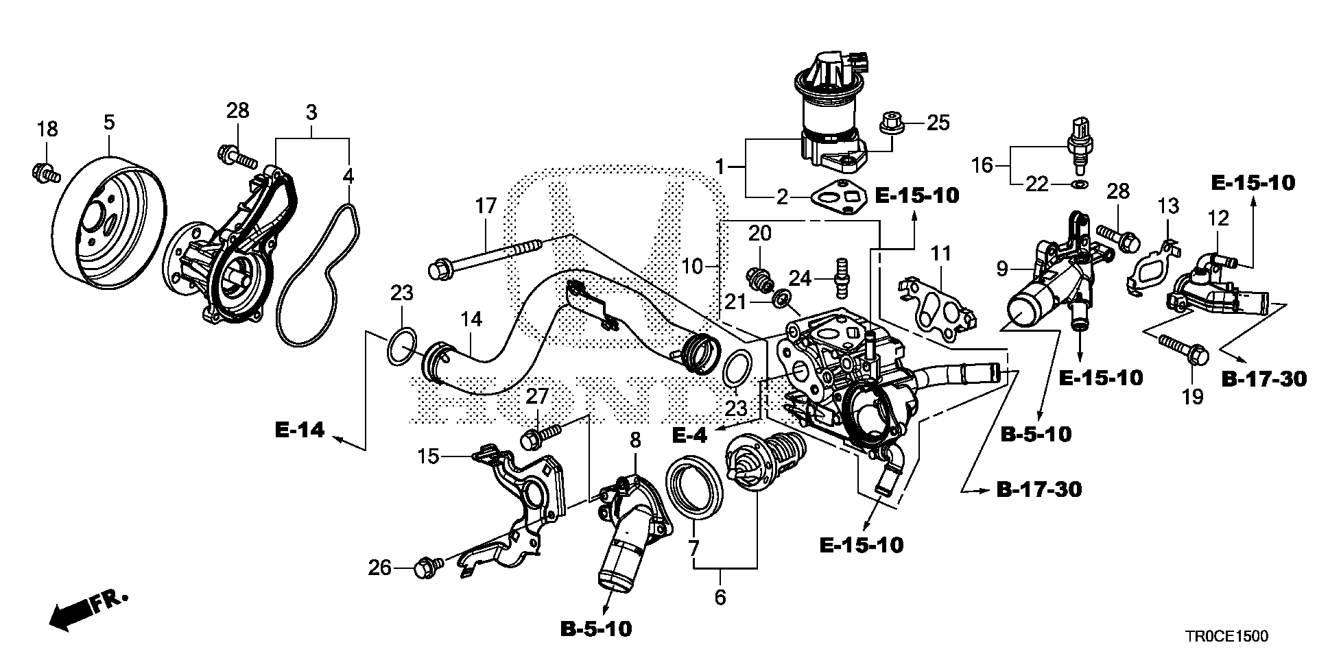 Diagram WATER PUMP (1.8L) for your 1980 Honda Civic Hatchback   