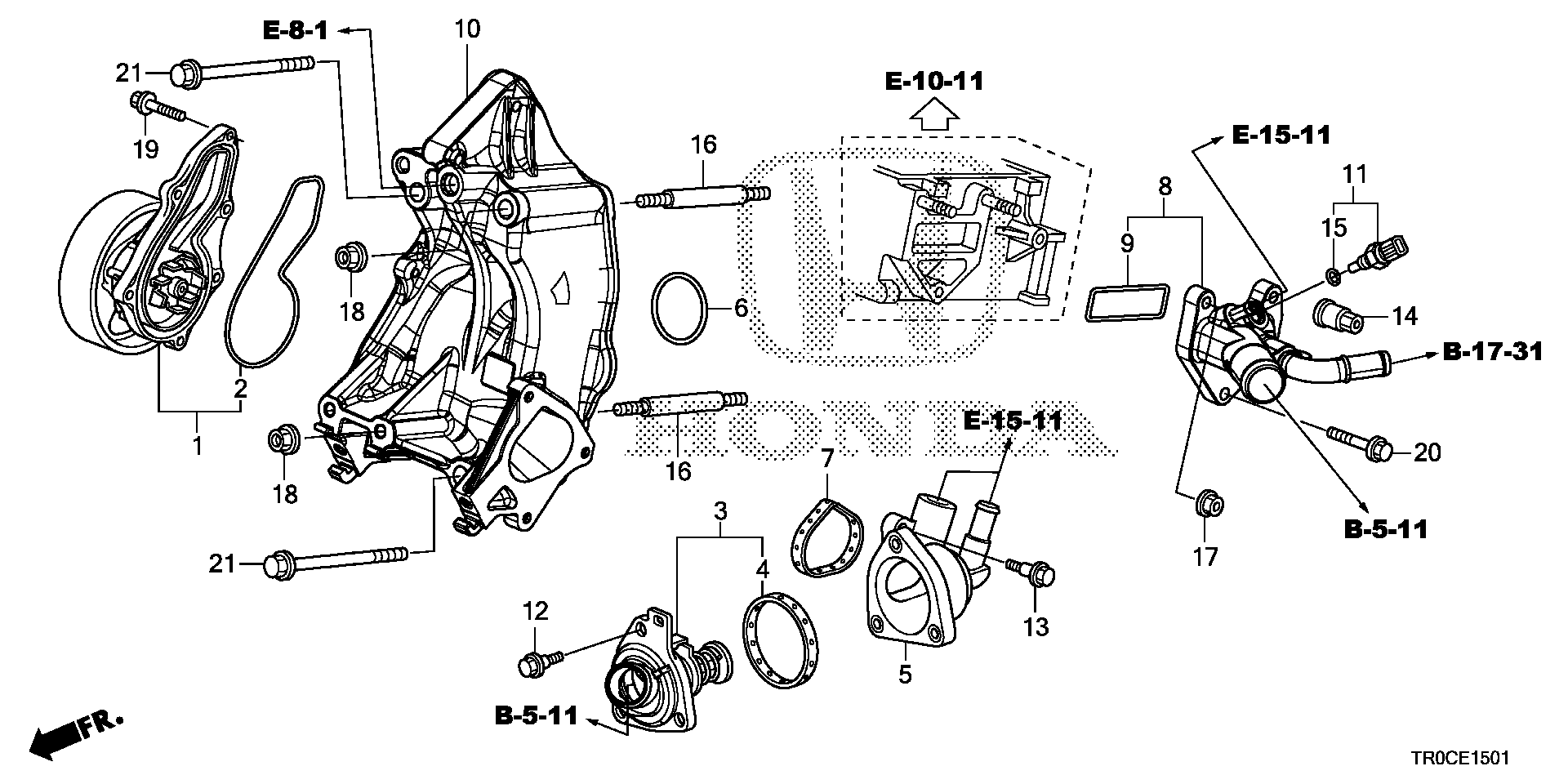 Diagram WATER PUMP (2.4L) for your 1984 Honda Accord   