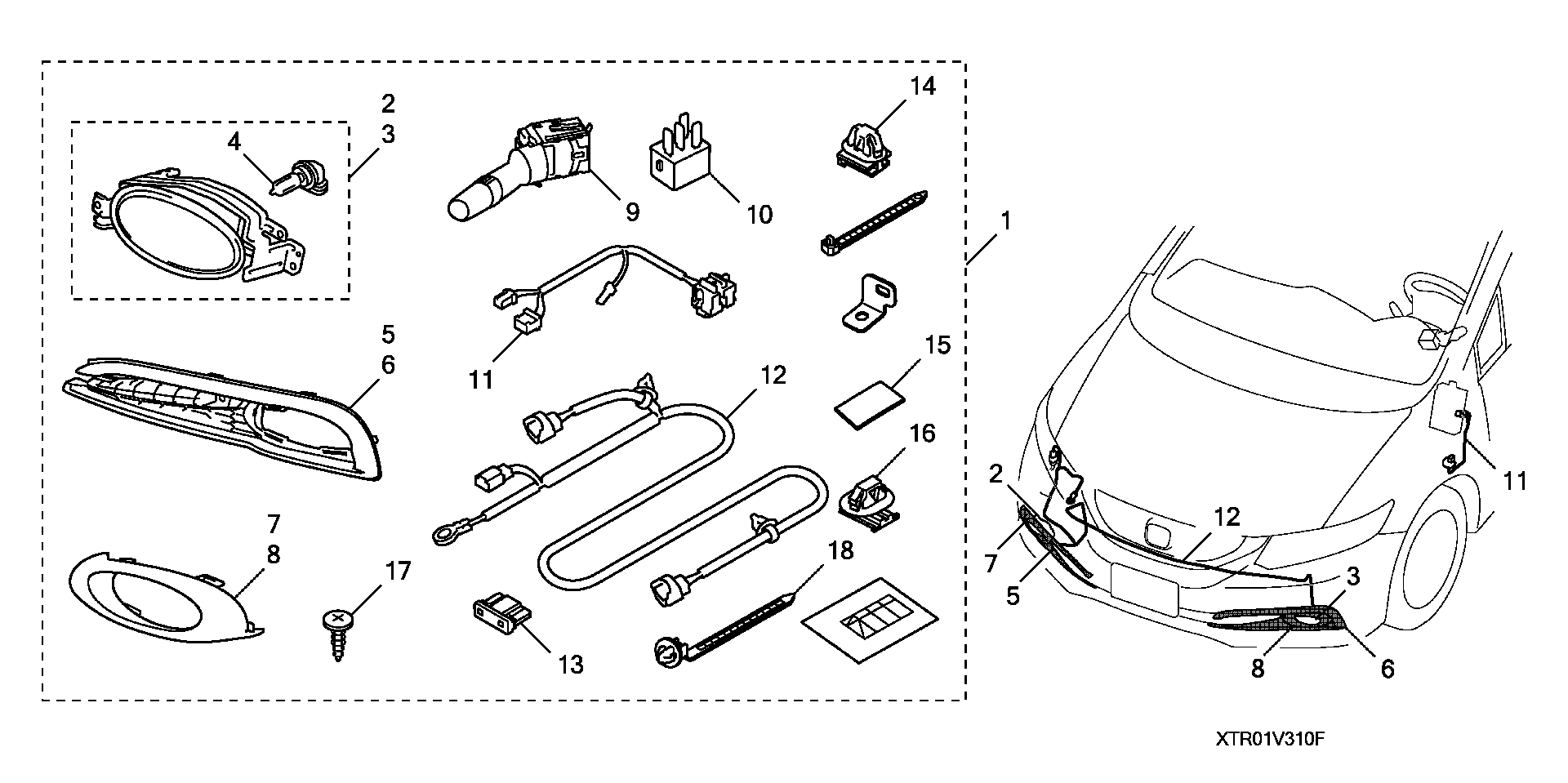 Diagram FOGLIGHT (NON-AUTO LIGHT & NON-LANEWATCH) for your Honda