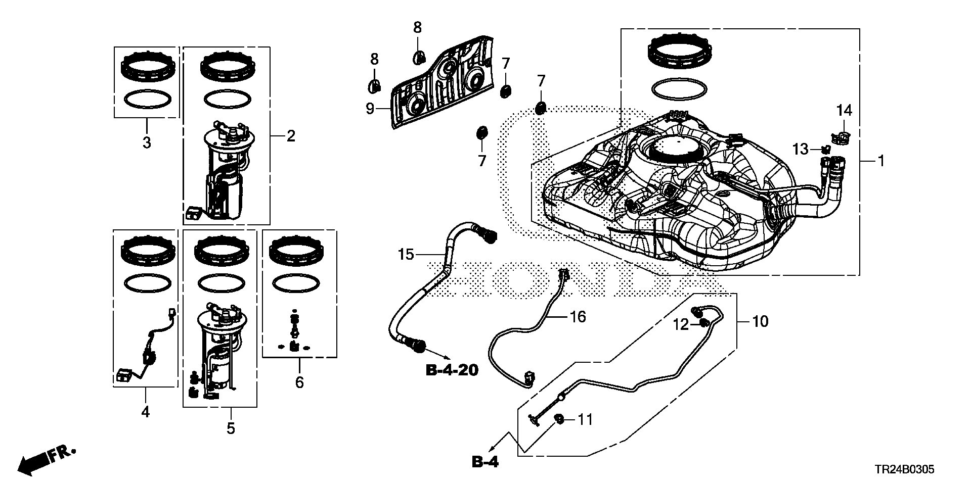 Diagram FUEL TANK (KA/KC/KL) for your 2024 Honda Pilot  SPT 