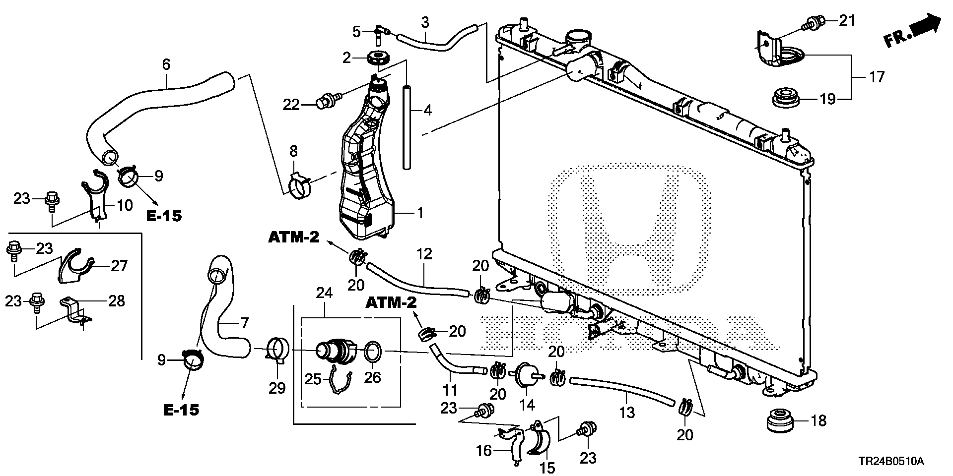 Diagram RADIATOR HOSE@RESERVE TANK for your Honda