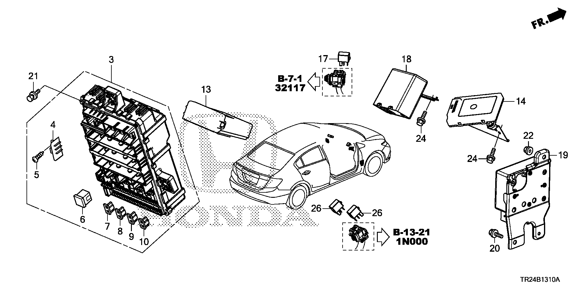 Diagram CONTROL UNIT (CABIN) (1) for your Honda Civic  