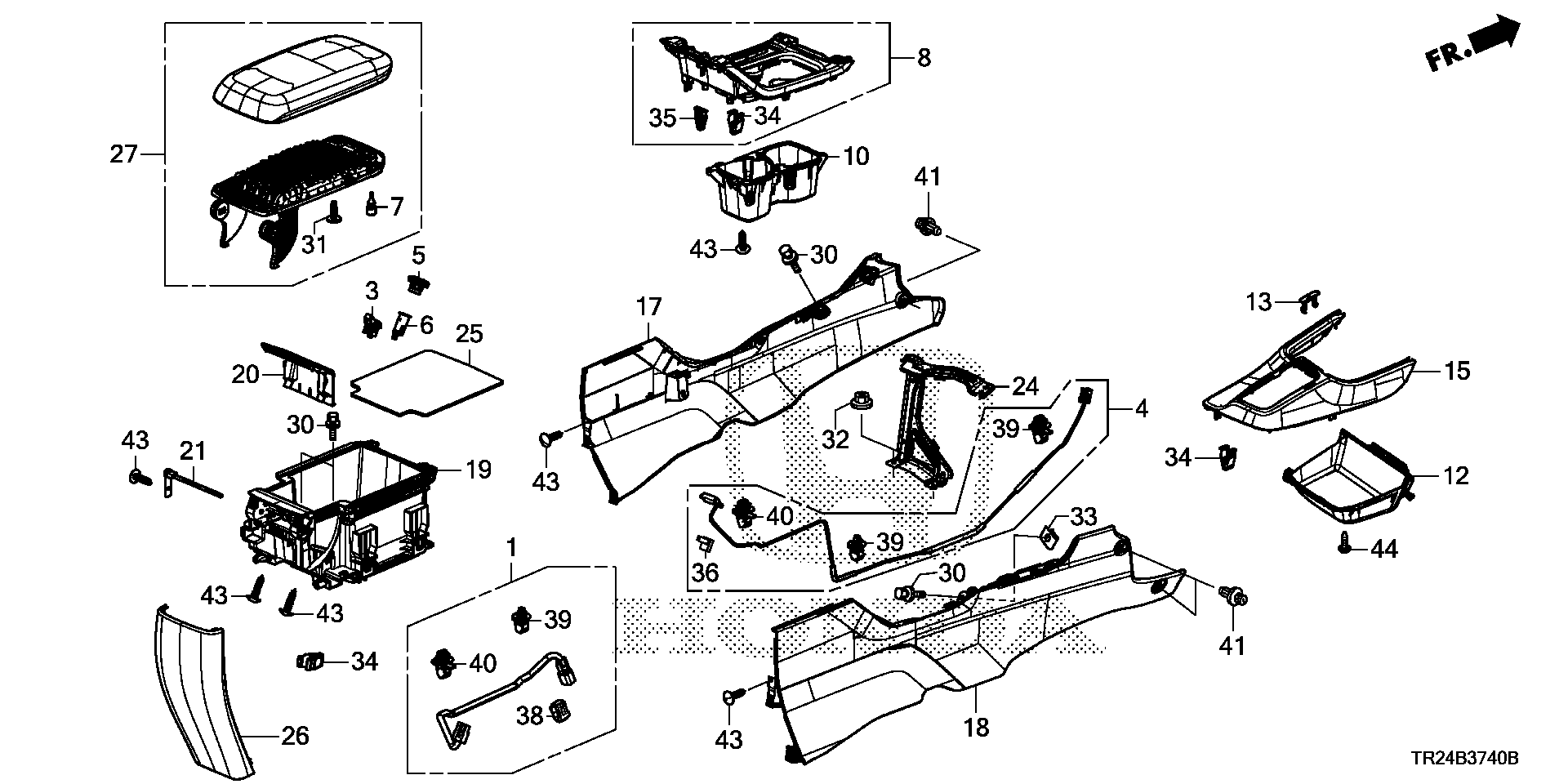 Diagram CONSOLE (1) for your 1990 Honda Civic Hatchback   