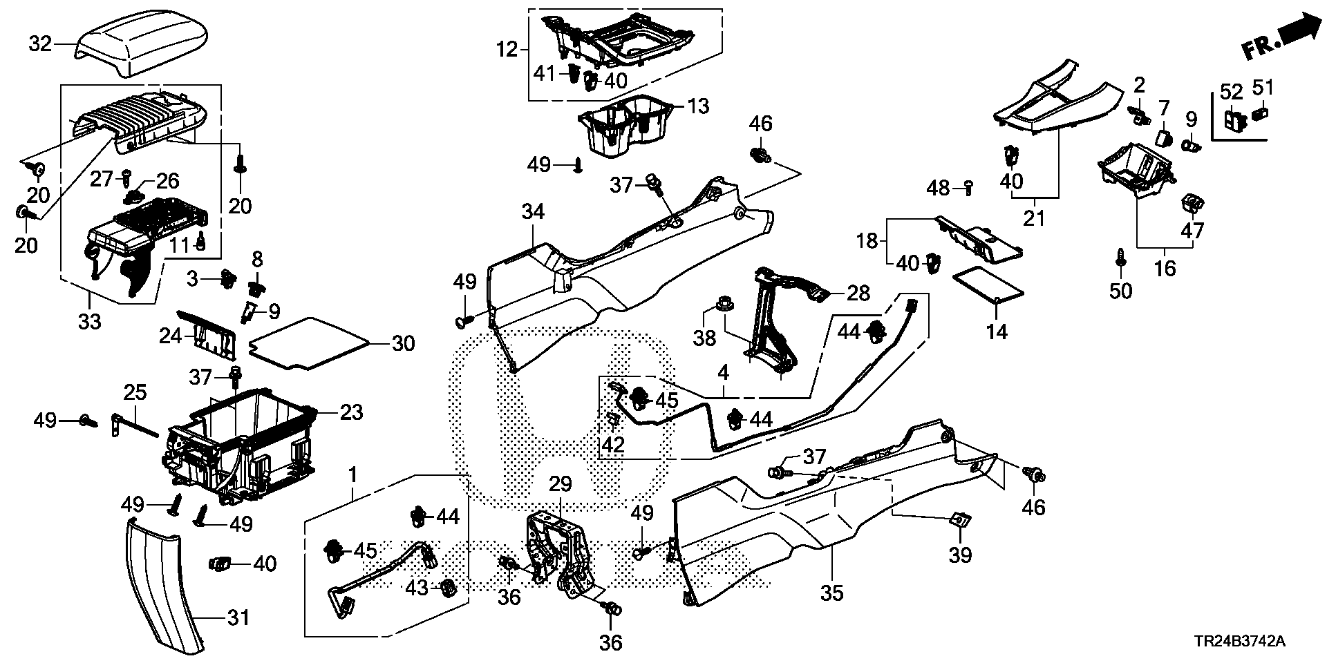 Diagram CONSOLE (2) for your 1990 Honda Civic Hatchback   