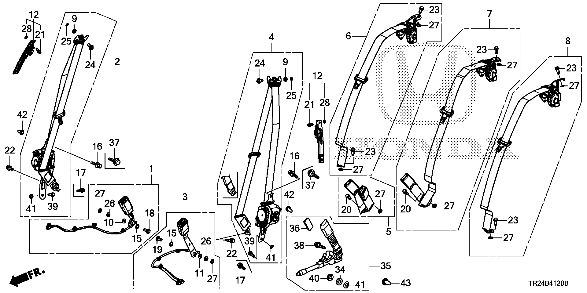 Diagram SEAT BELTS for your 2021 Honda Civic   