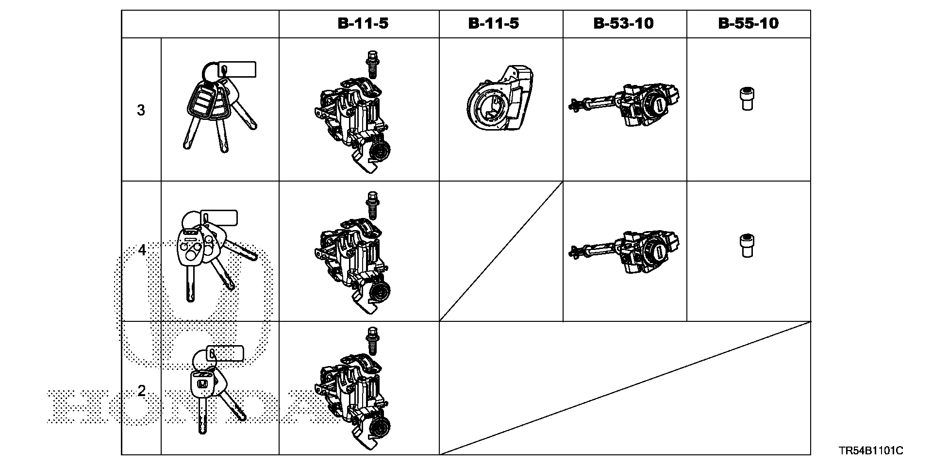 Diagram KEY CYLINDER SET for your 2020 Honda Accord   