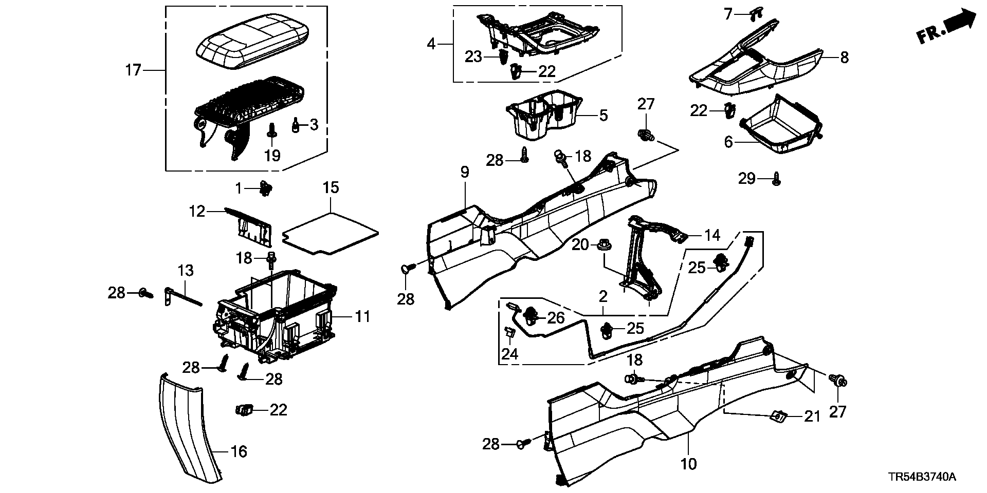 Diagram CONSOLE (1) for your 1990 Honda Civic Hatchback   