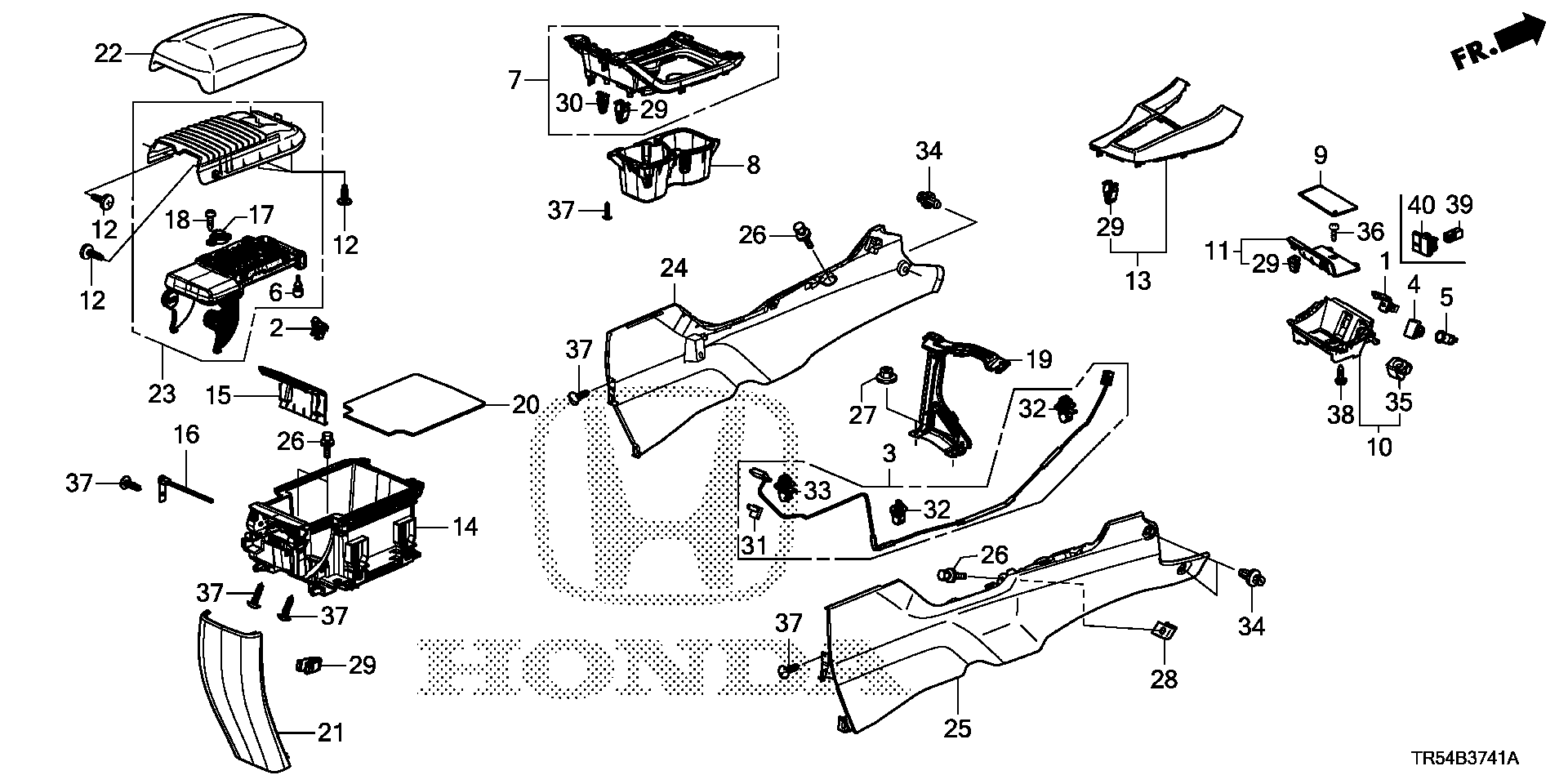 Diagram CONSOLE (2) for your 1990 Honda Civic Hatchback   