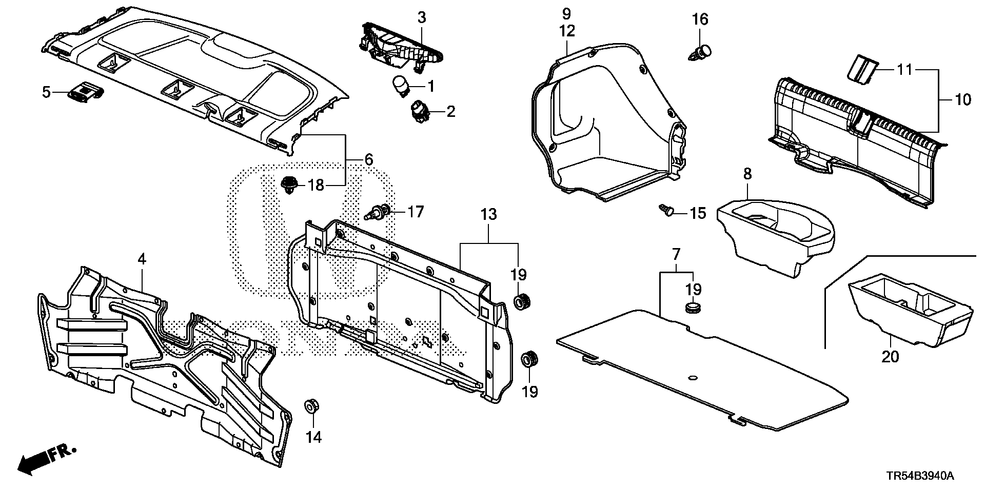 Diagram REAR TRAY@TRUNK LINING for your 2021 Honda Civic   