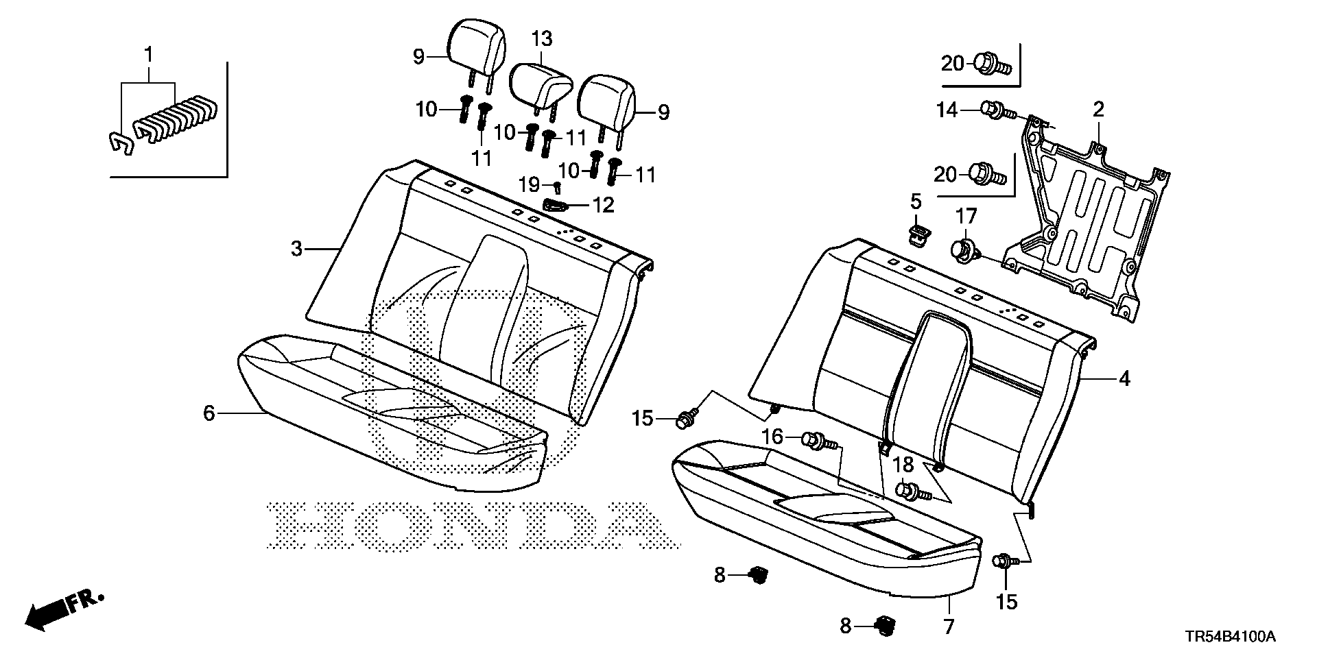 Honda Civic Pad, rr. Seat cushion. Body, rear - 82137-TS4-Z01 | Norm ...