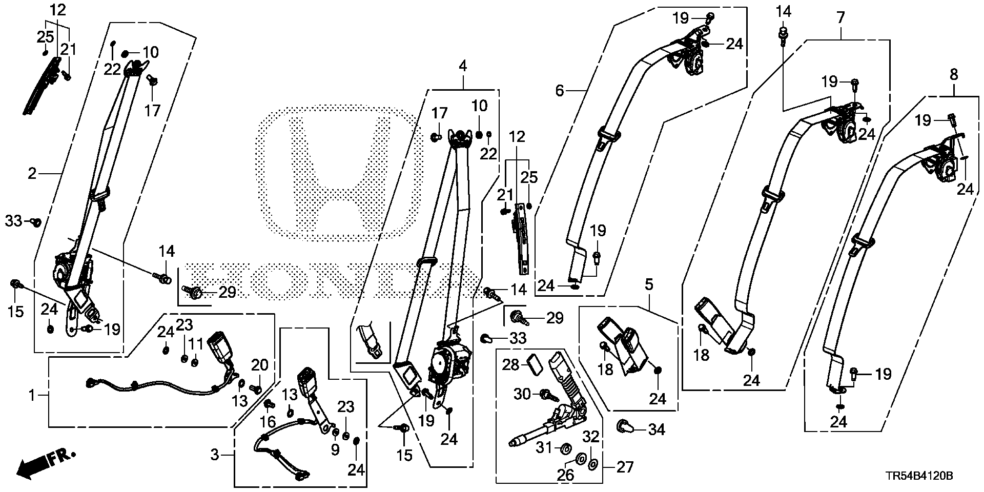 Diagram SEAT BELTS for your 2021 Honda Civic   