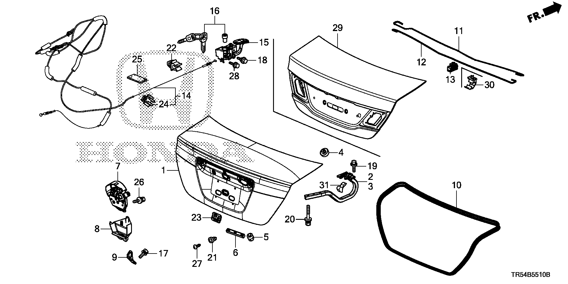 Diagram TRUNK LID for your 1990 Honda Accord Coupe 2.2L MT LX 