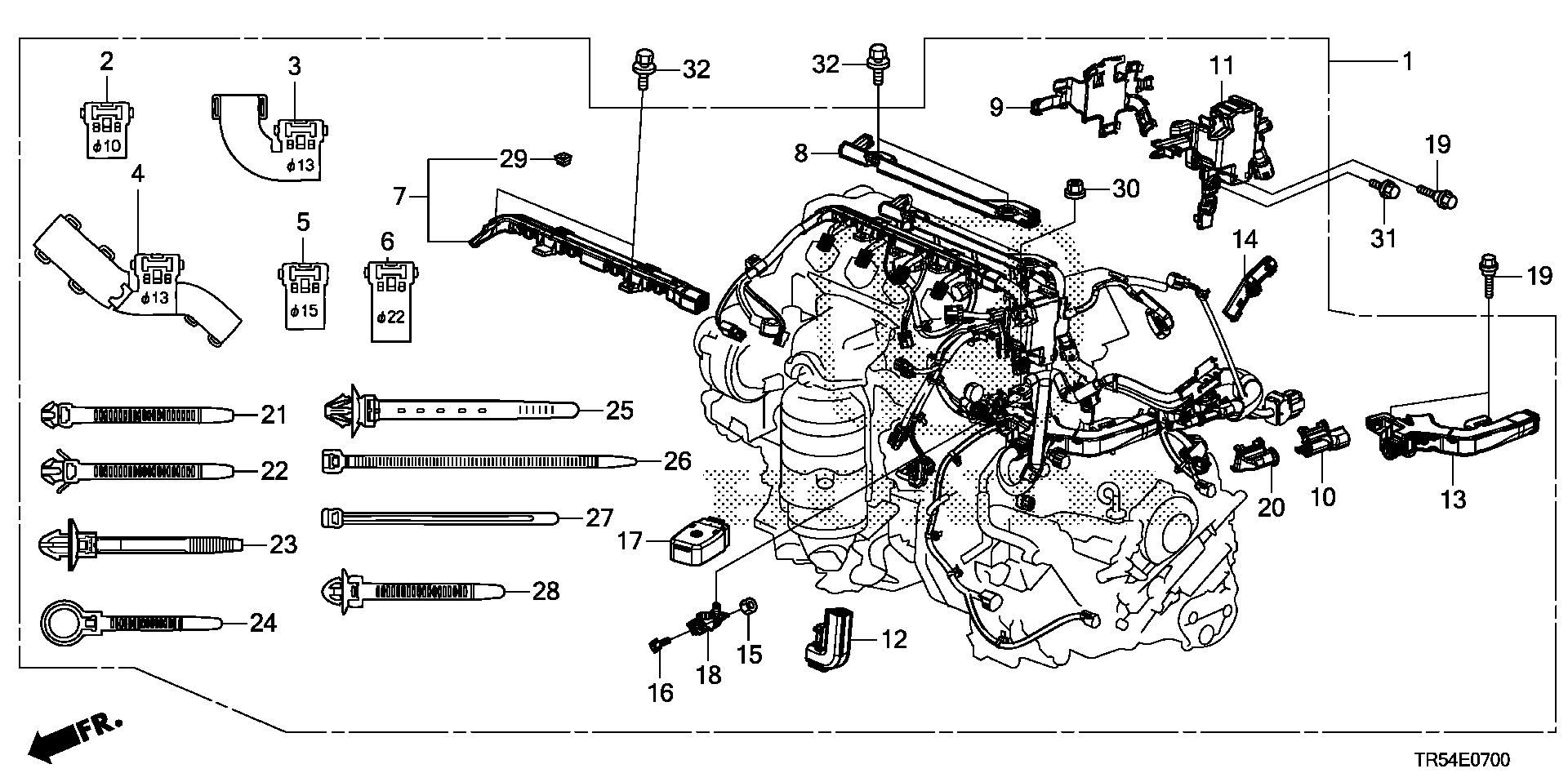 Diagram ENGINE WIRE HARNESS for your Honda Civic  