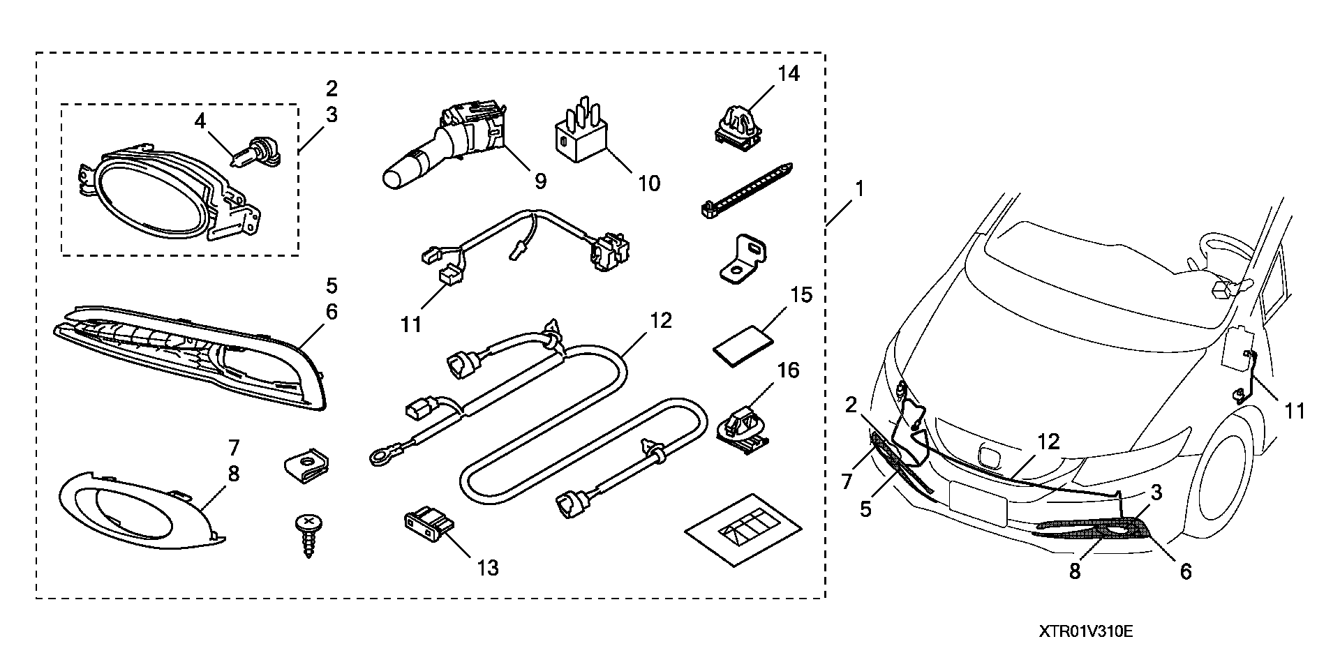 Diagram FOGLIGHT KIT ('13-15) for your Honda