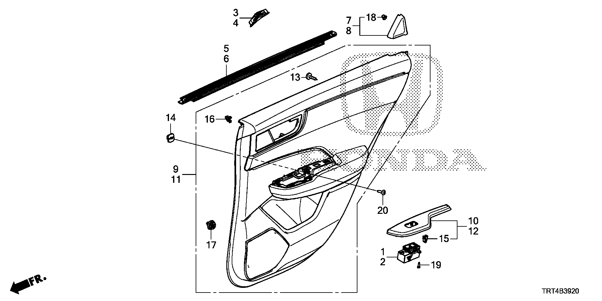 Diagram REAR DOOR LINING for your Honda Clarity  