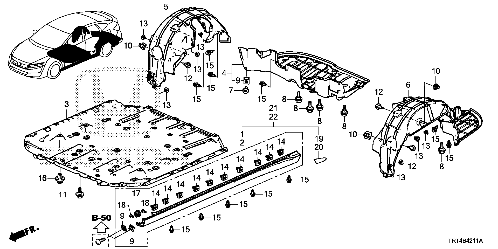 Diagram UNDER COVER@REAR INNER FENDER for your 2021 Honda Clarity   