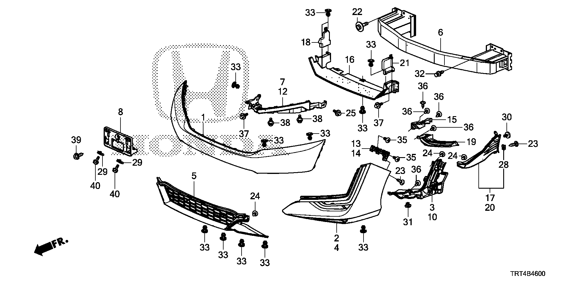 Diagram FRONT BUMPER for your 1989 Honda Civic Hatchback   