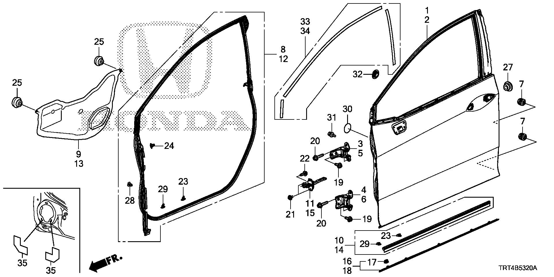 Diagram FRONT DOOR PANELS for your Honda Clarity  