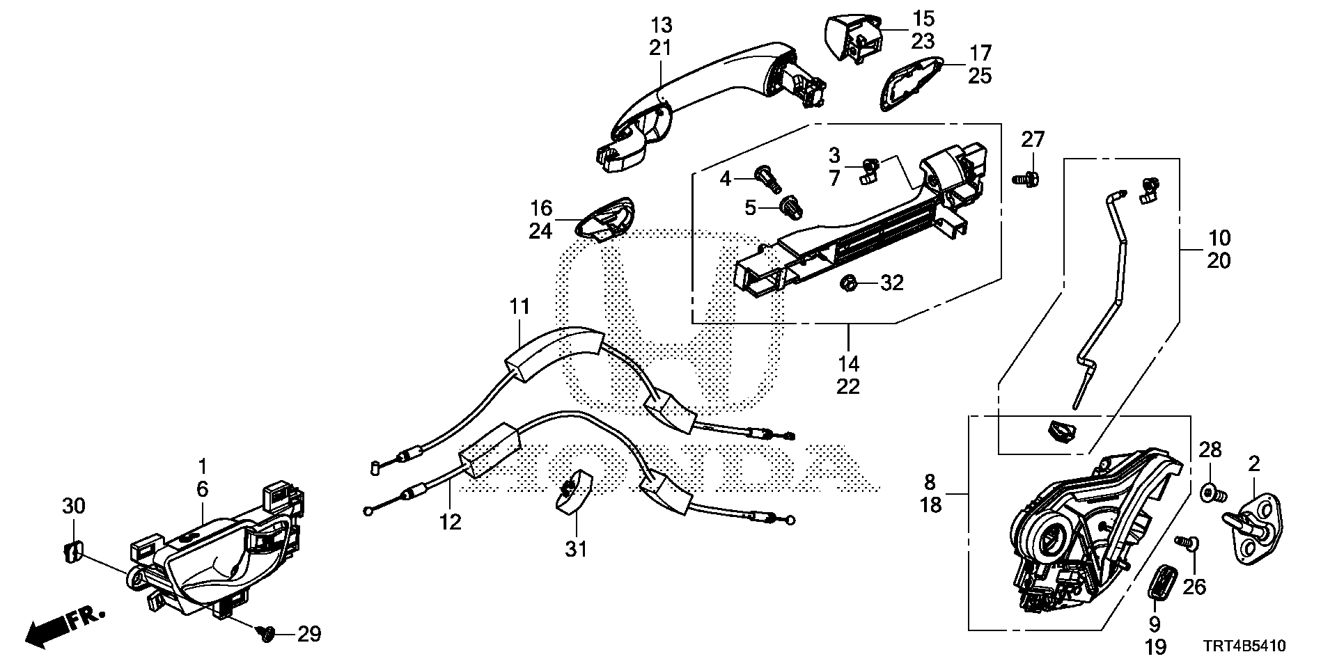 Diagram REAR DOOR LOCKS@OUTER HANDLE for your Honda Clarity  