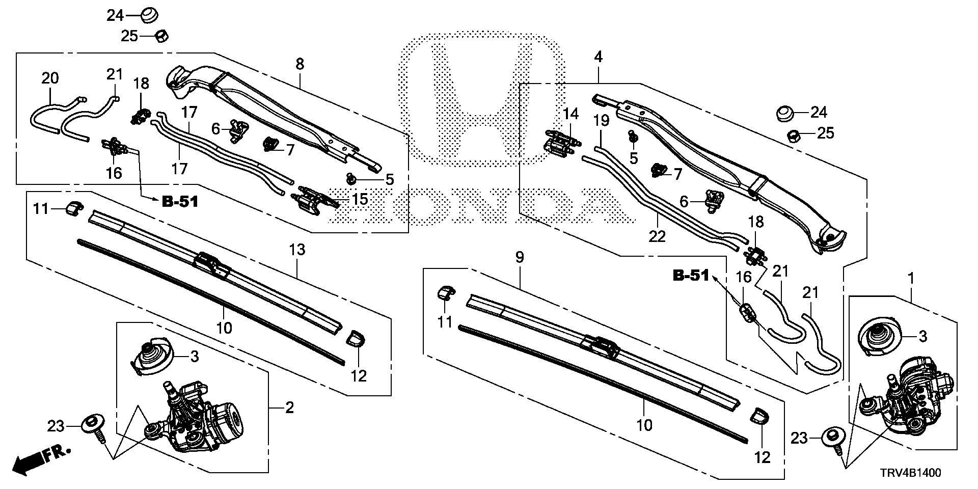 Diagram FRONT WINDSHIELD WIPER for your Honda