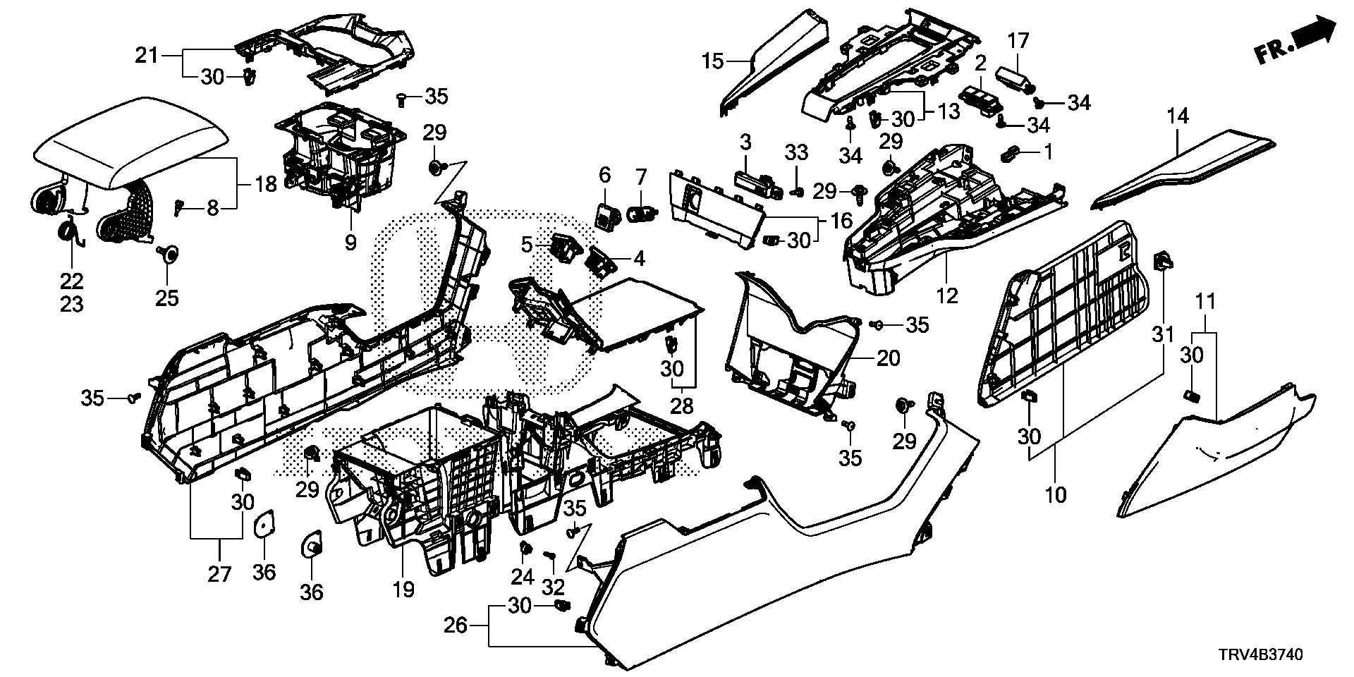 Diagram CONSOLE (FR.) for your Honda Clarity  