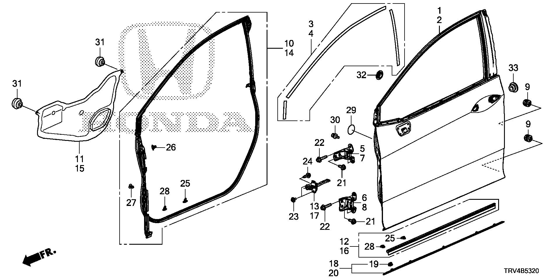 Diagram FRONT DOOR PANELS for your Honda Clarity  