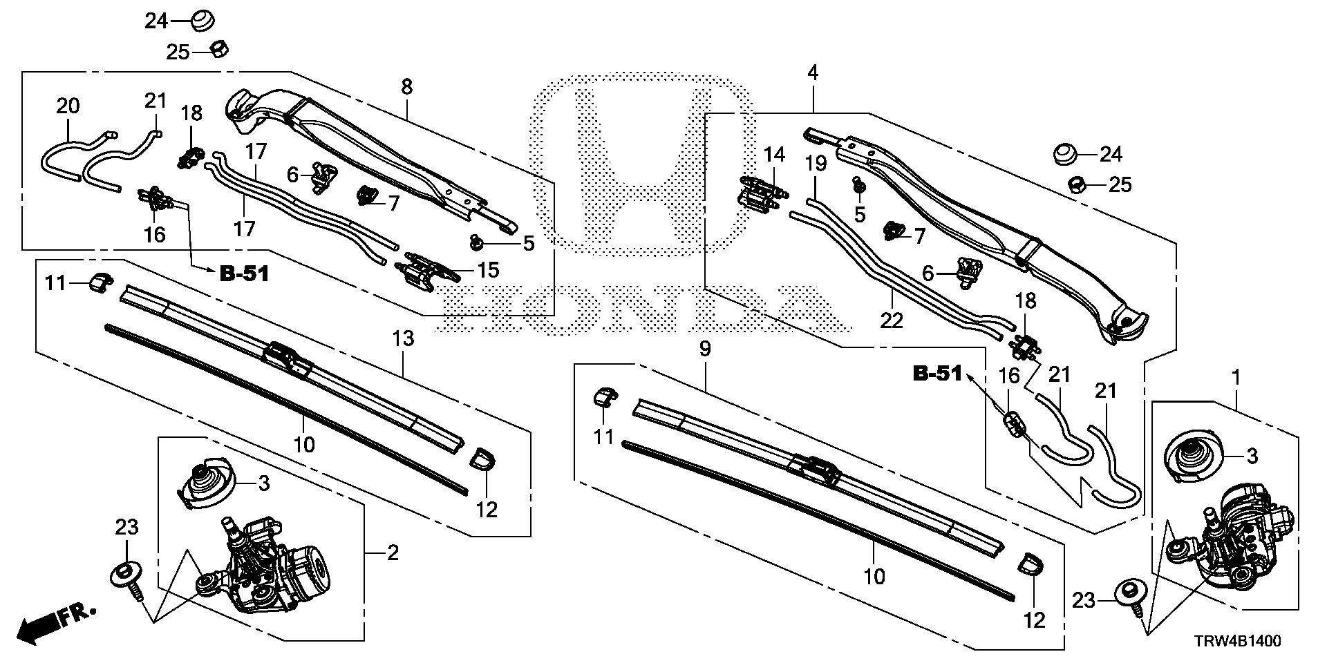 Diagram FRONT WINDSHIELD WIPER for your Honda