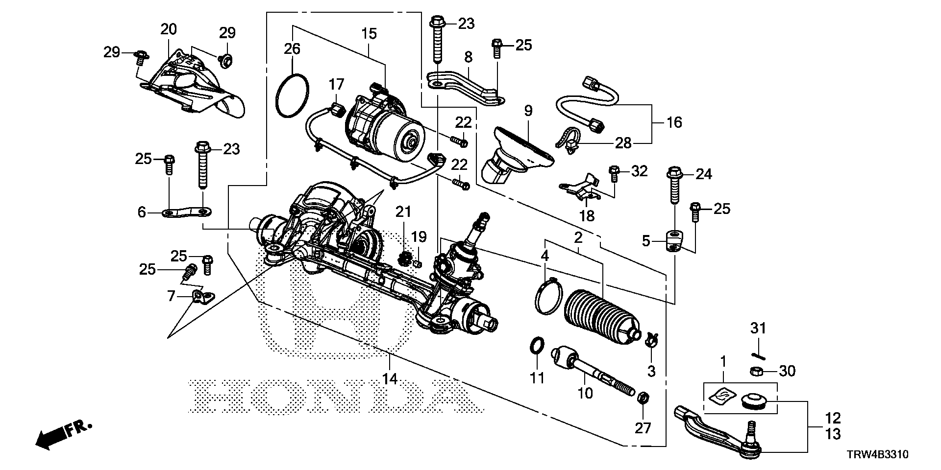 Honda Clarity Stiffener, l. Fr. Gear box mounting. P - 53450-TRV-A00 ...