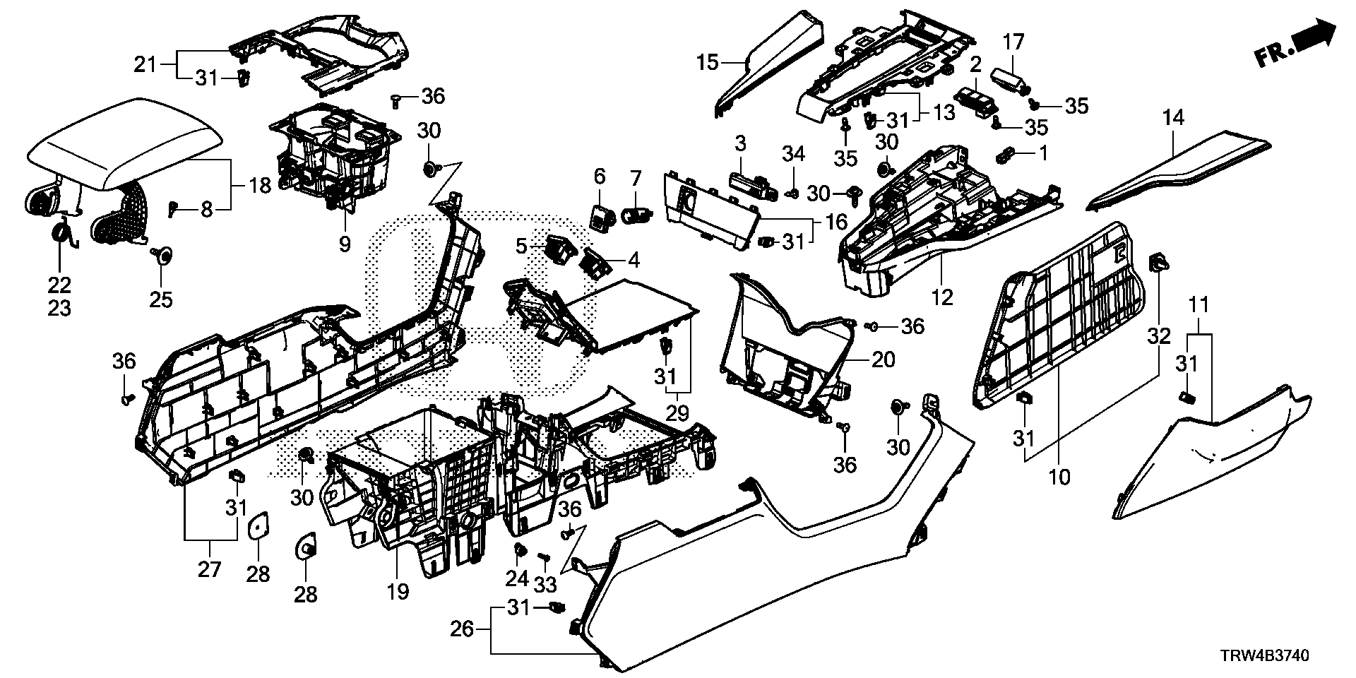 Diagram CONSOLE (FR.) for your Honda