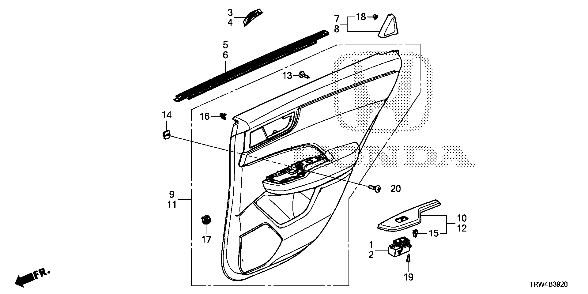 Diagram REAR DOOR LINING for your Honda Clarity  