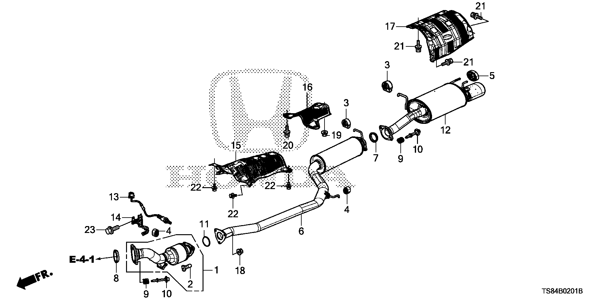 Diagram EXHAUST PIPE@MUFFLER (2.4L) for your 1990 Honda Accord Coupe 2.2L AT LX 