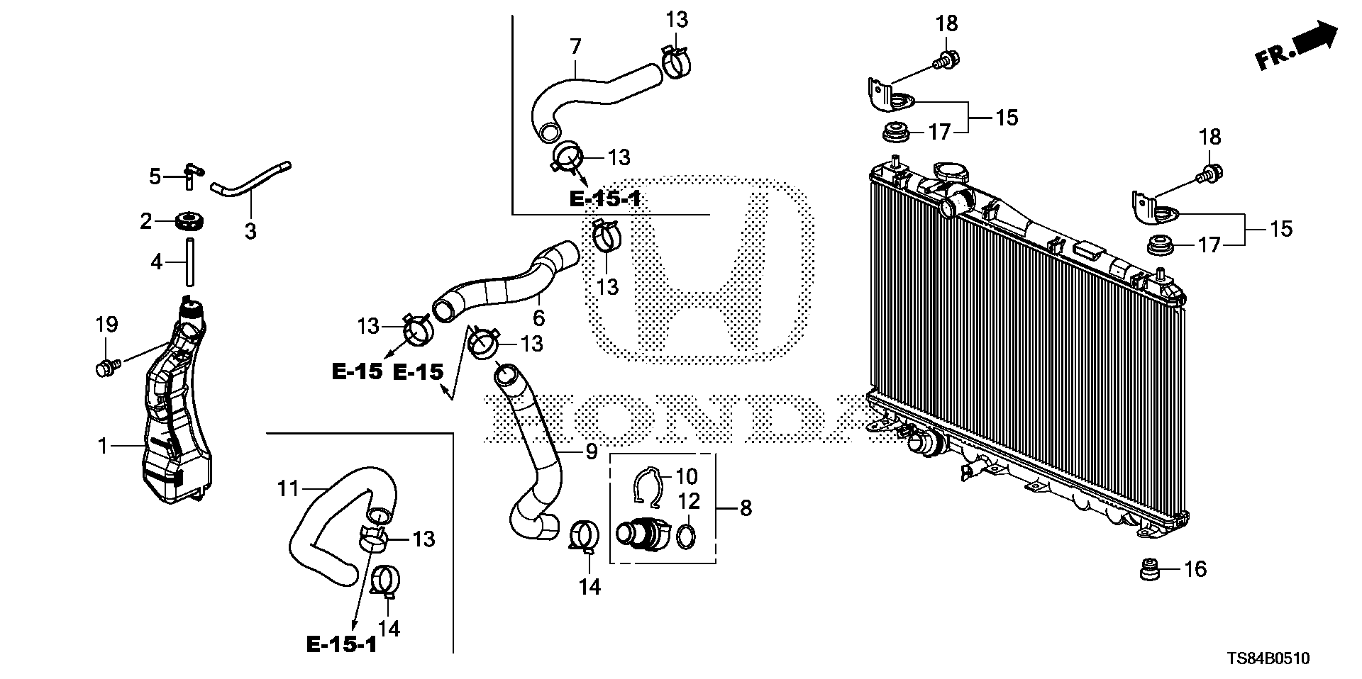 Diagram RADIATOR HOSE@RESERVE TANK for your 2001 Honda Civic   