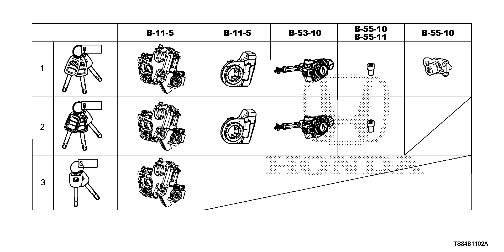 Diagram KEY CYLINDER SET ('14-) for your 2020 Honda Accord   