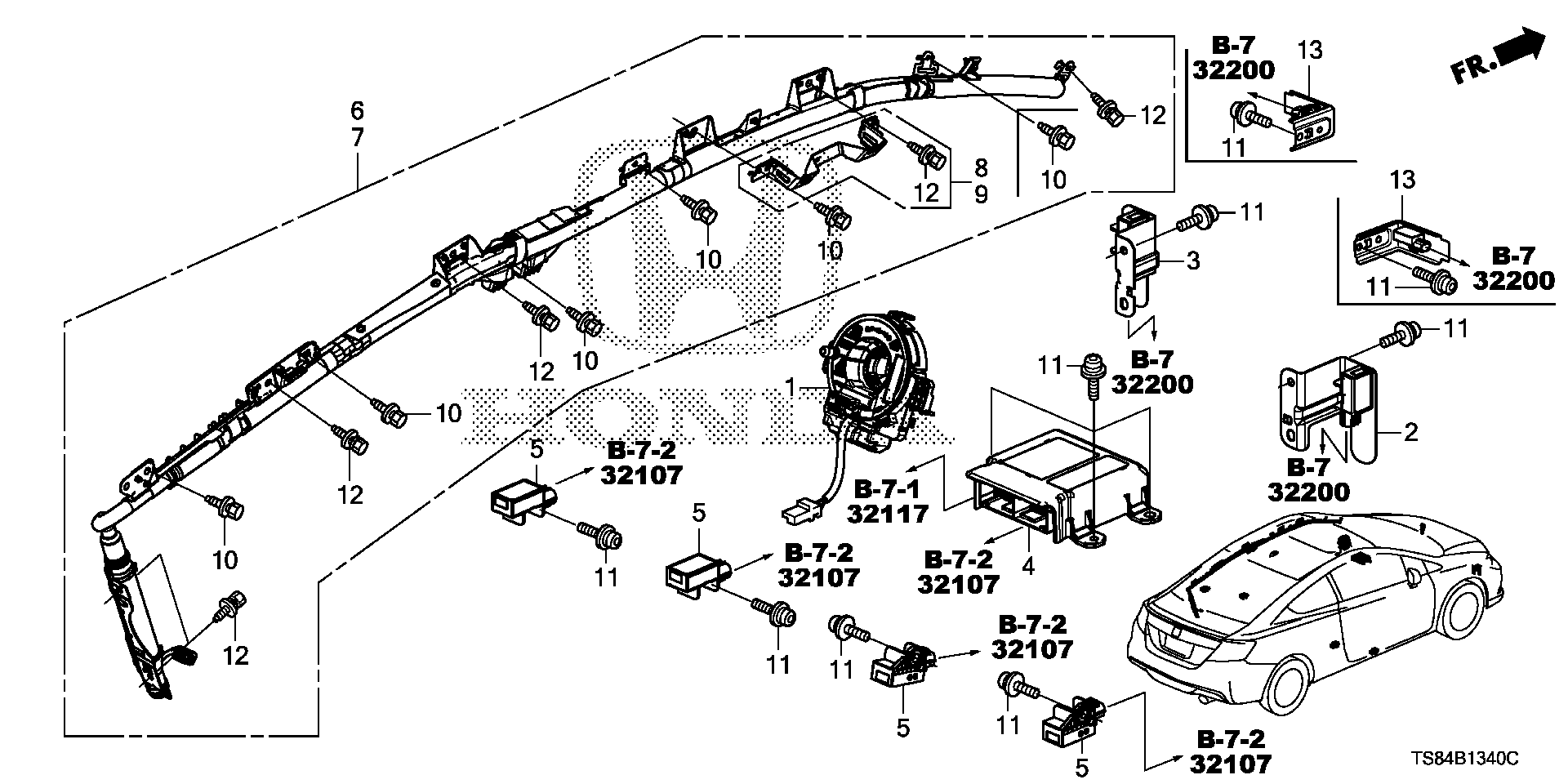 Diagram SRS UNIT for your Honda Civic Coupe  