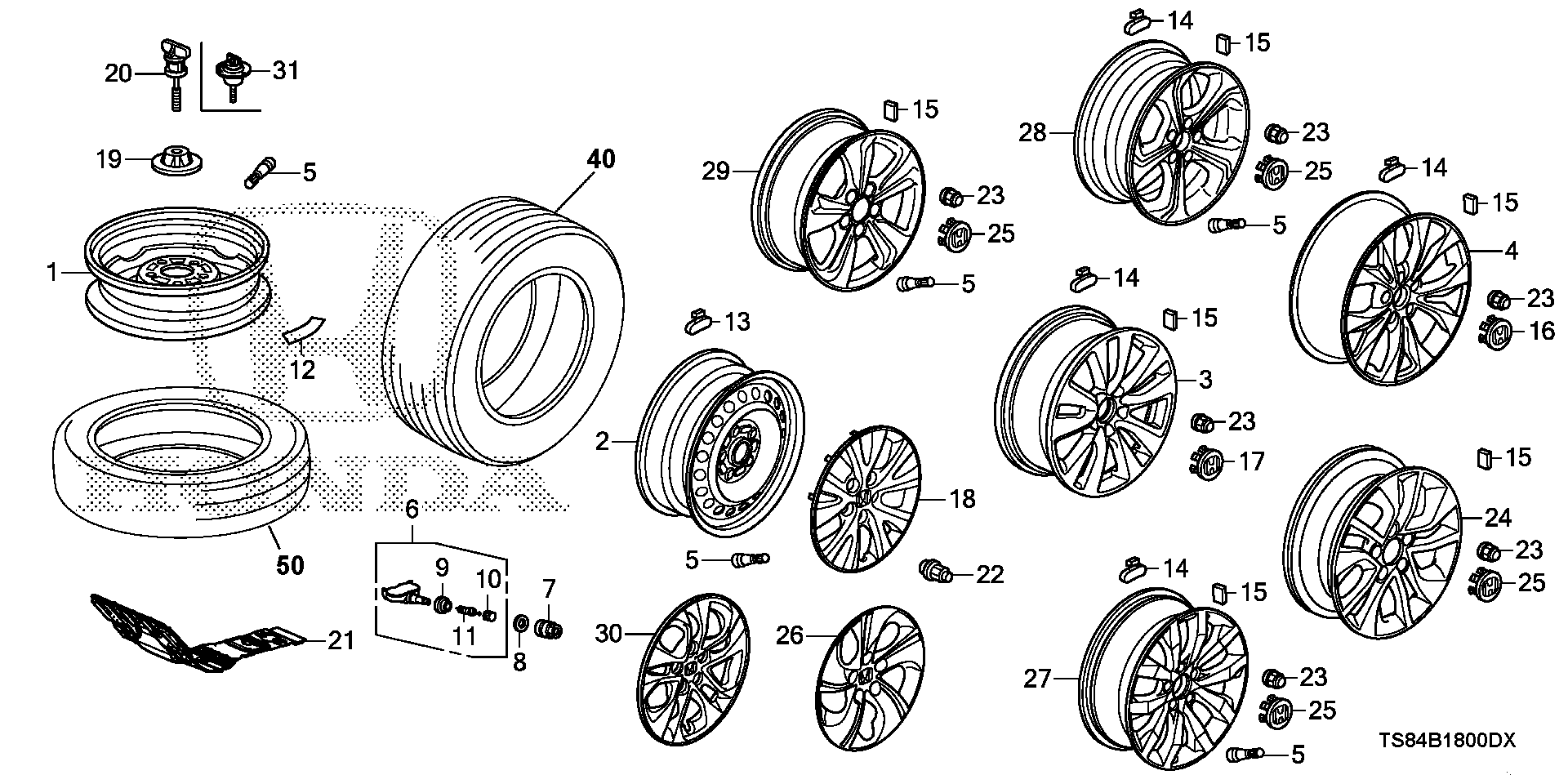 Diagram WHEEL DISK (KA/KL) for your 2001 Honda Accord   