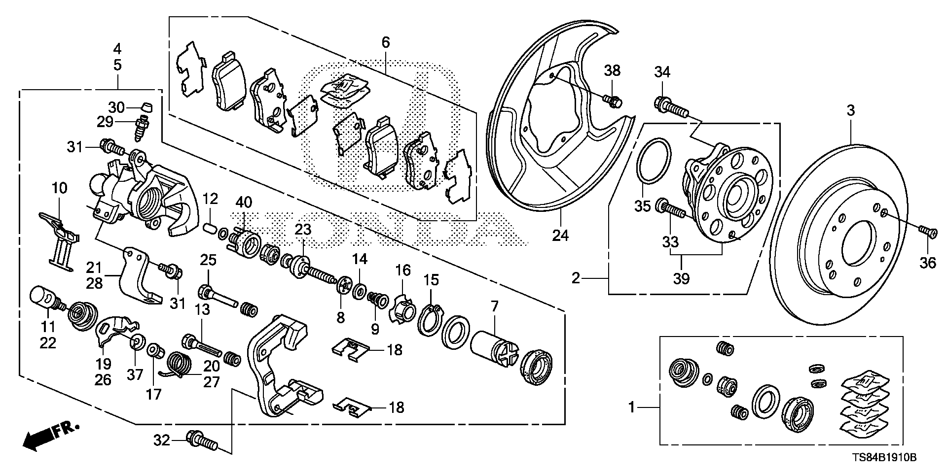 Diagram REAR BRAKE (DISK) for your Honda Civic Coupe  