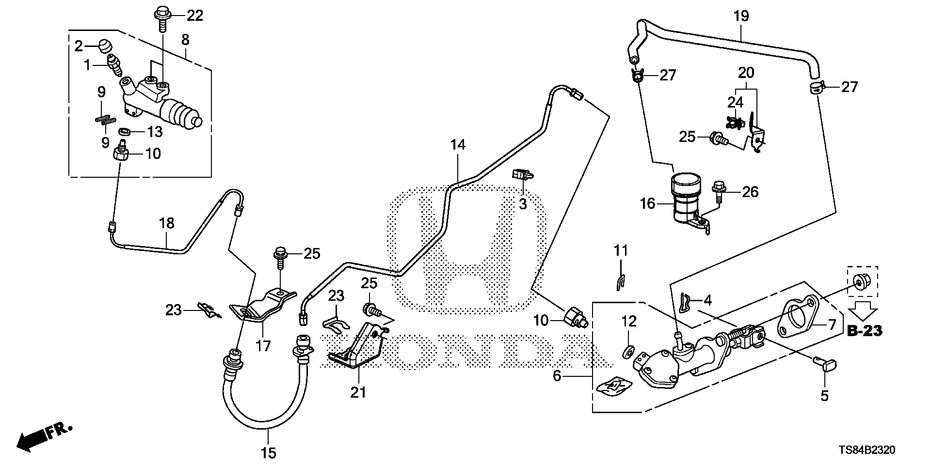 Full size assembly image of CLUTCH MASTER CYLINDER (1.8L) (KA/KC) (1/1)