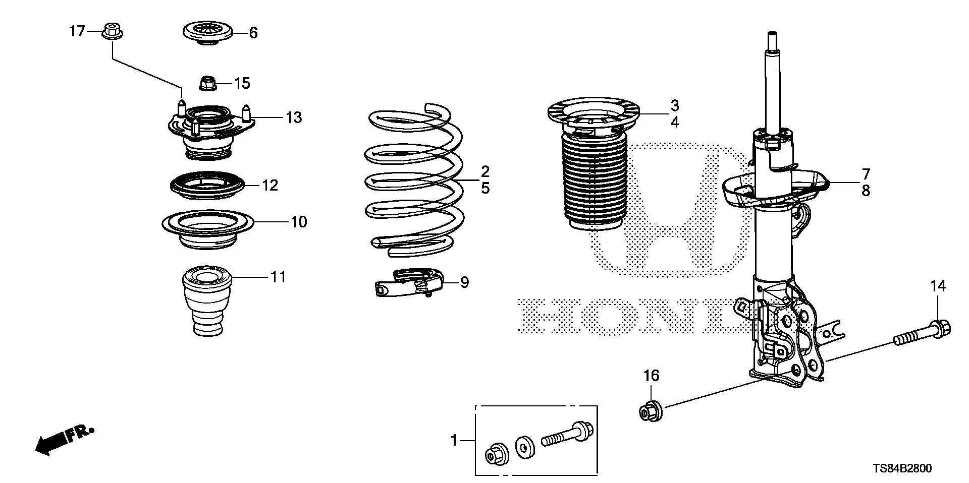 Diagram FRONT SHOCK ABSORBER for your 2023 Honda CR-V   