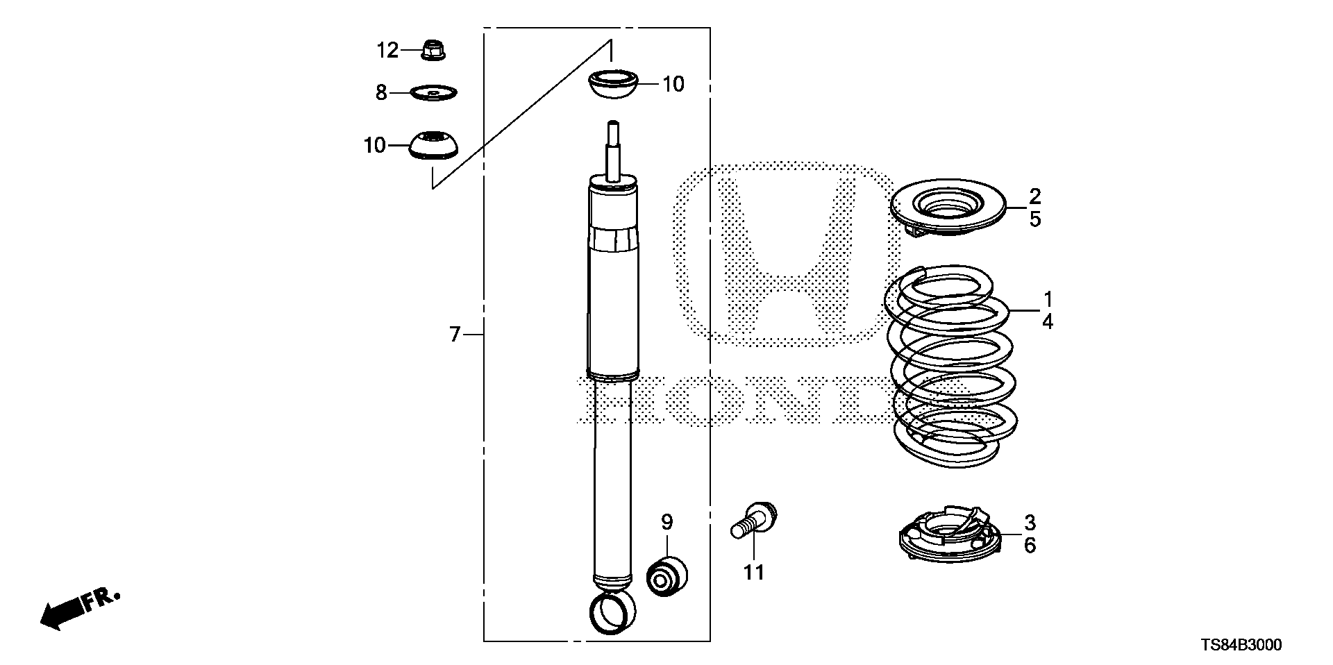 Diagram REAR SHOCK ABSORBER for your Honda Civic Coupe  