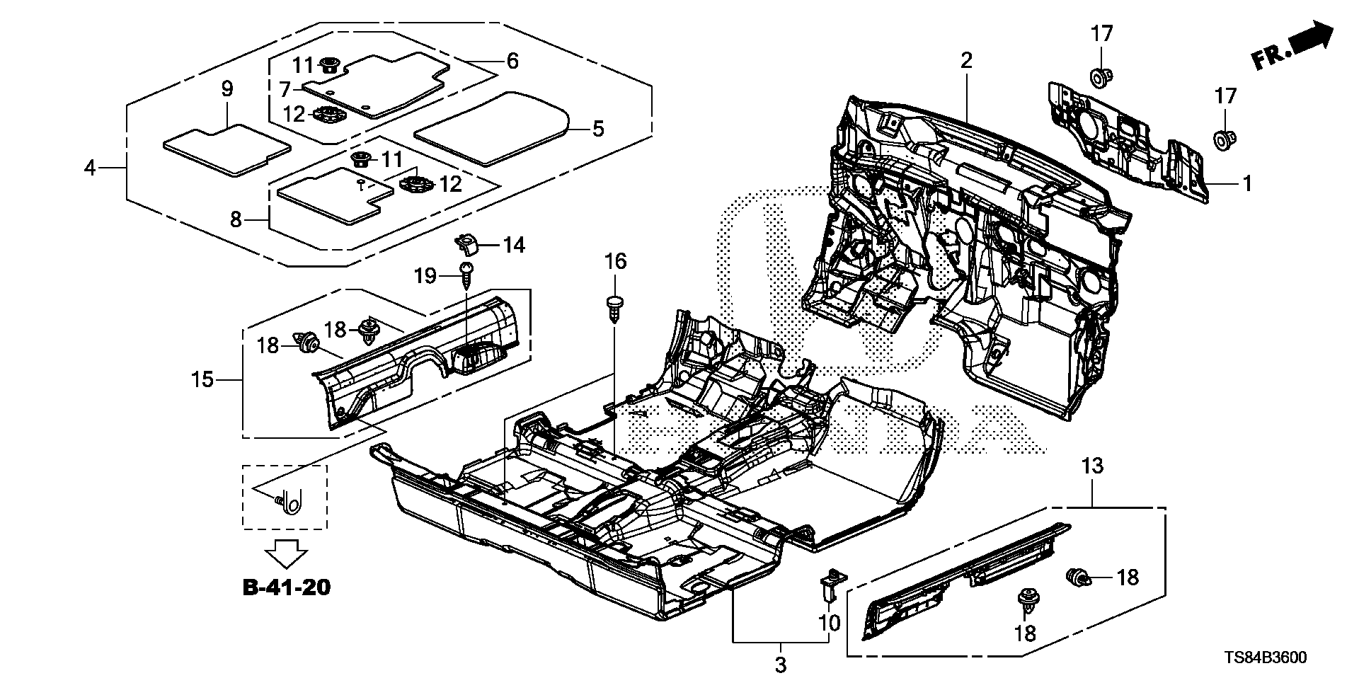 Diagram FLOOR MAT for your 2008 Honda Pilot   