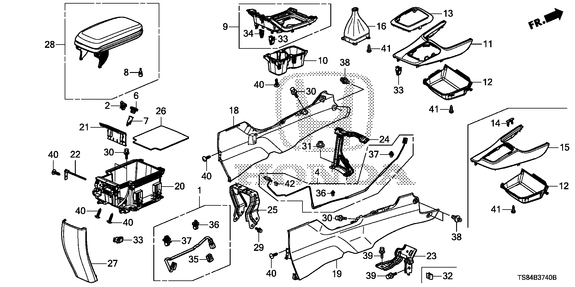 Diagram CONSOLE (1) for your 1990 Honda Civic Hatchback   