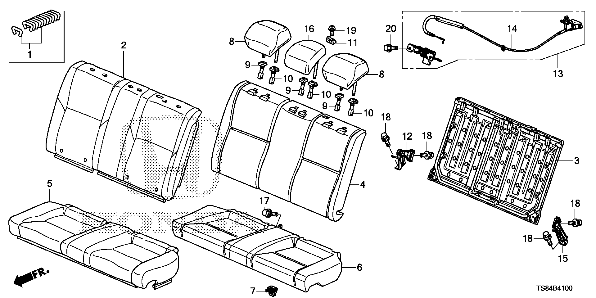 Diagram REAR SEAT (FALL DOWN) for your Honda Civic Coupe  