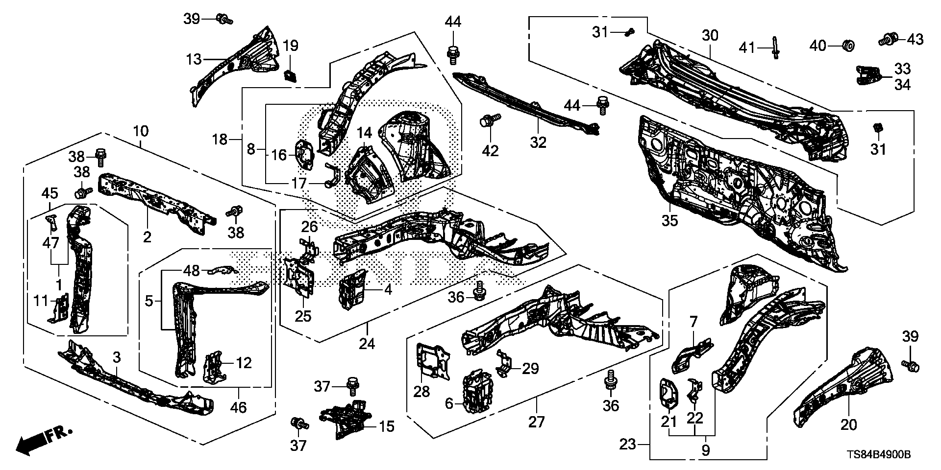 Diagram FRONT BULKHEAD@DASHBOARD for your 1989 Honda Civic   