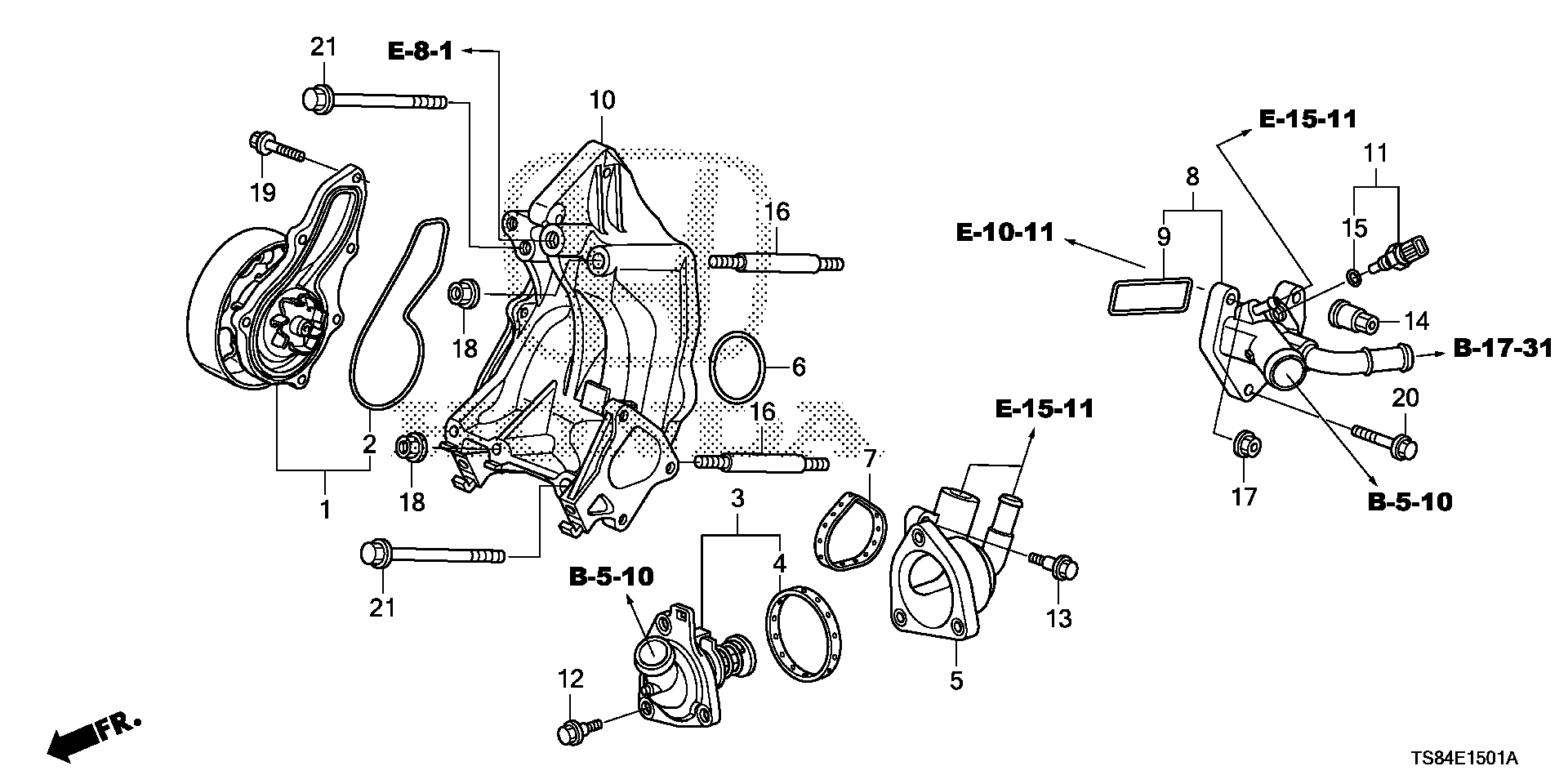 Diagram WATER PUMP (2.4L) for your 1998 Honda Accord   