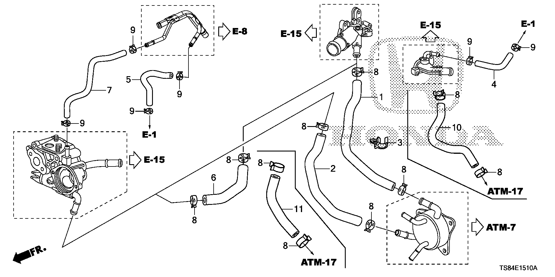 Diagram WATER HOSE (1.8L) for your Honda Civic Coupe  