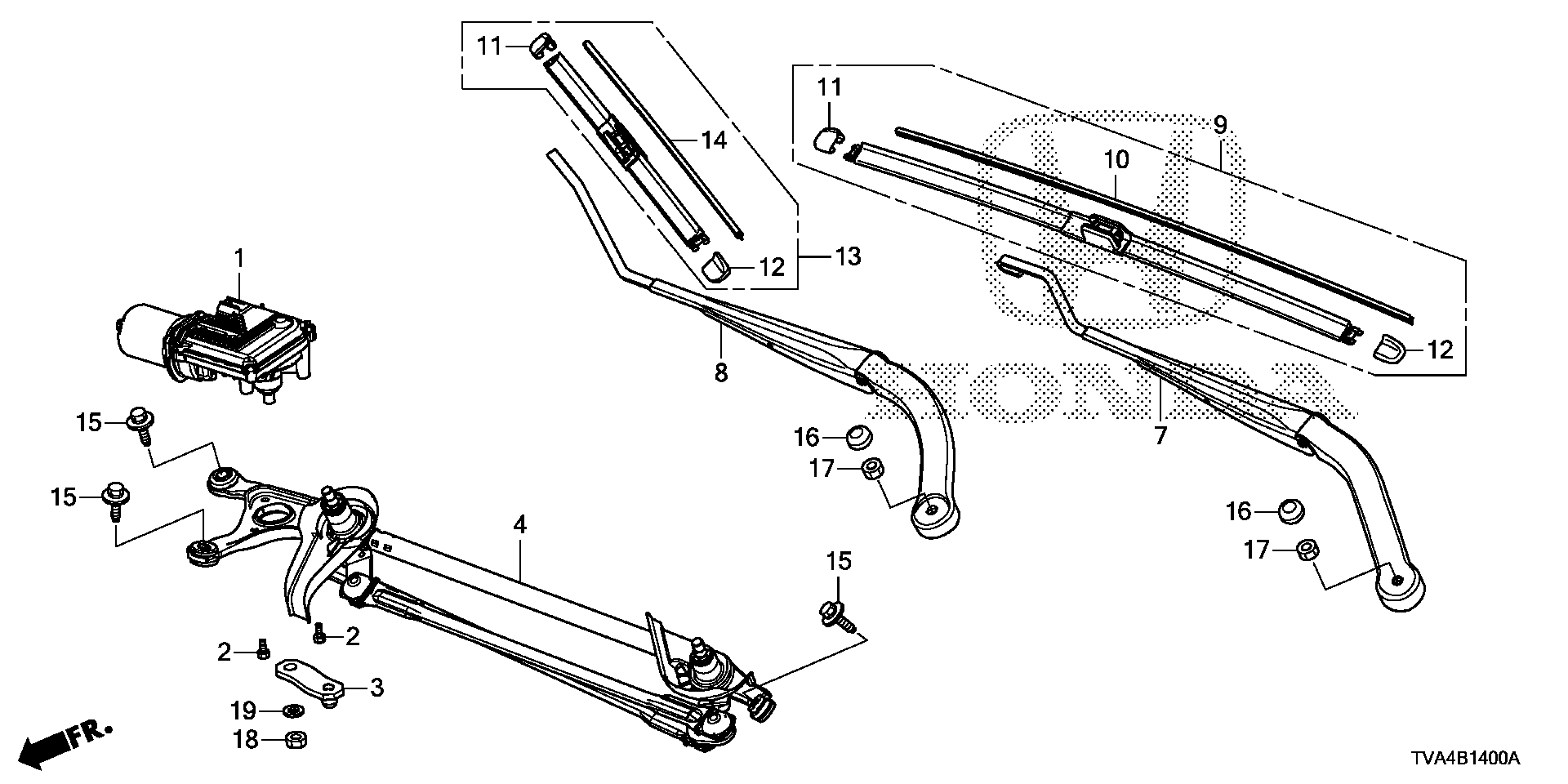 Diagram FRONT WINDSHIELD WIPER for your Honda